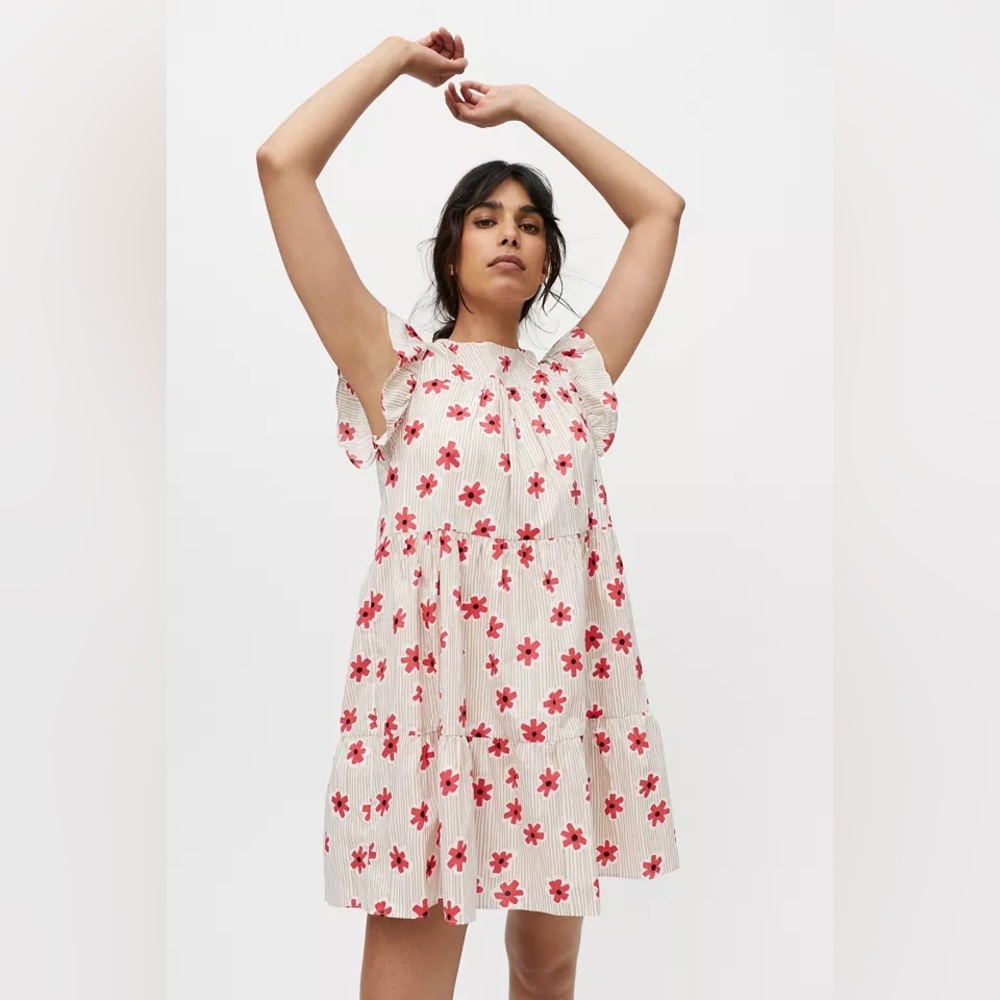 En Saison Mini Dress with Red Floral Design